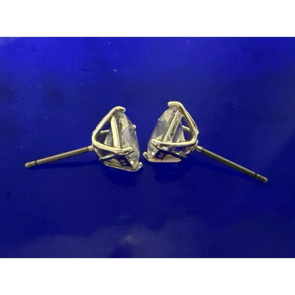 Swarovski Crystal Square Princess Cut Stud Earrings Silver Tone Clear Sparkle